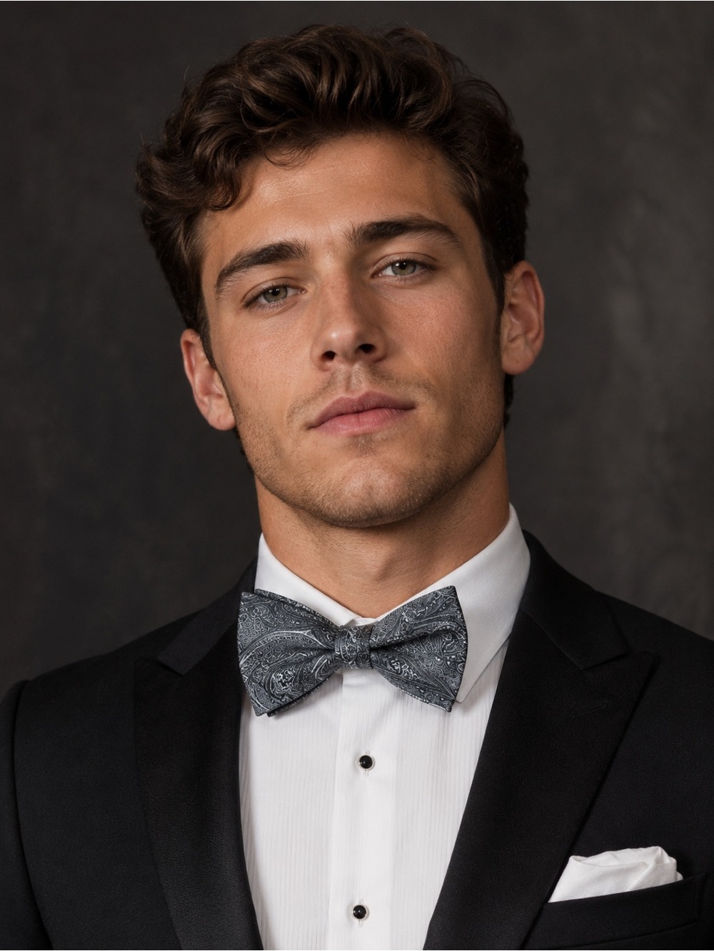 Croft & Barrow Gray Paisley Pre-Tied Bow Tie Adjustable Formal Wedding Prom